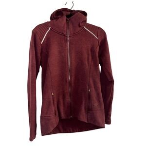 Athleta Maroon Stronger Full Zip Hoodie Quilted Shoulder High Neck Jacket Size M